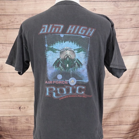 VINTAGE AIR FORCE ROTC FADED BLACK MILITARY T-SHIRT SZ L - Picture 5 of 9